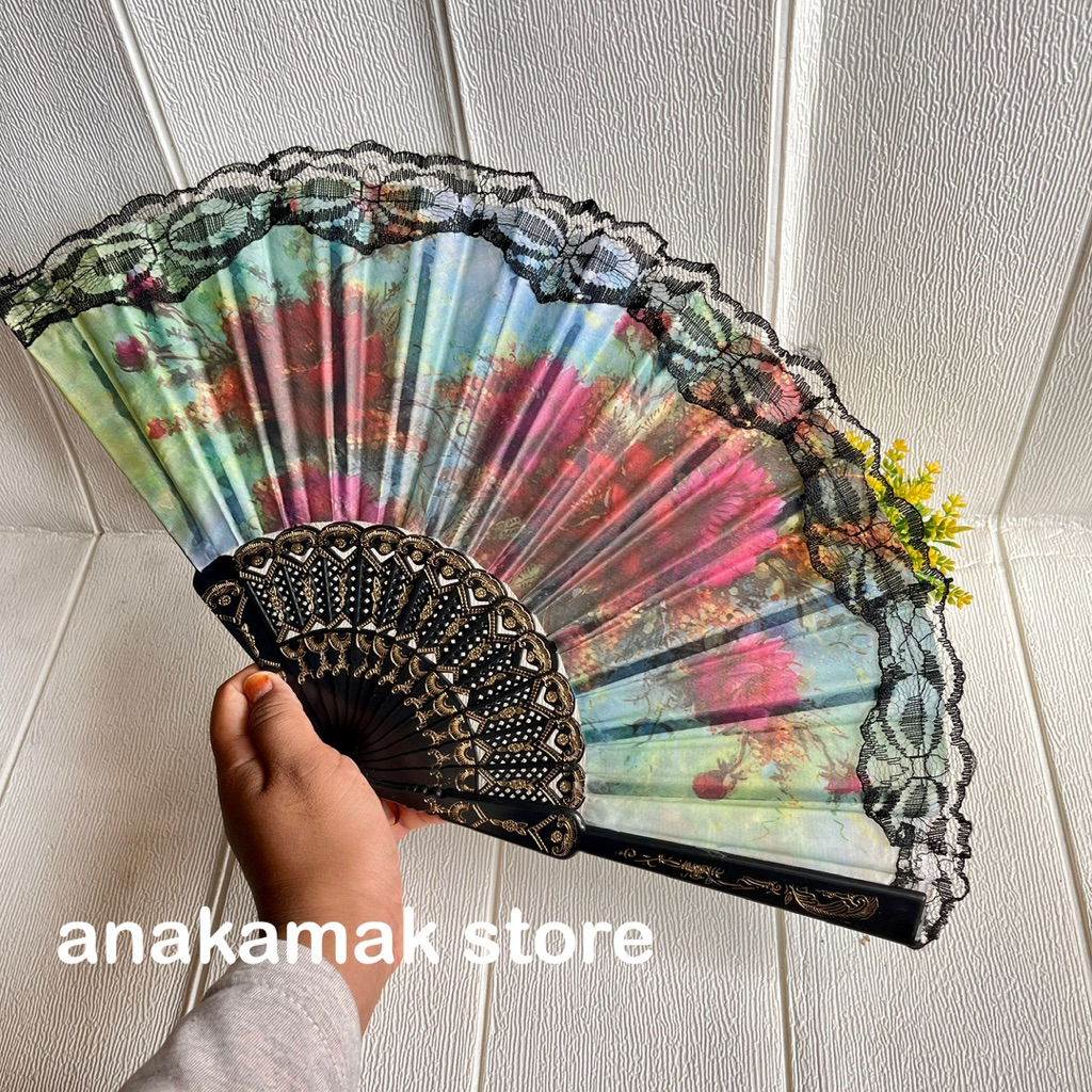 souvenir pernikahan kipas spanyol hitam kemasan box