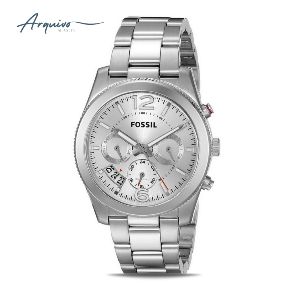 Jam Tangan Fossil Wanita Boyfriend Chronograph Silver Stainless Steel Mewah Original ES3883