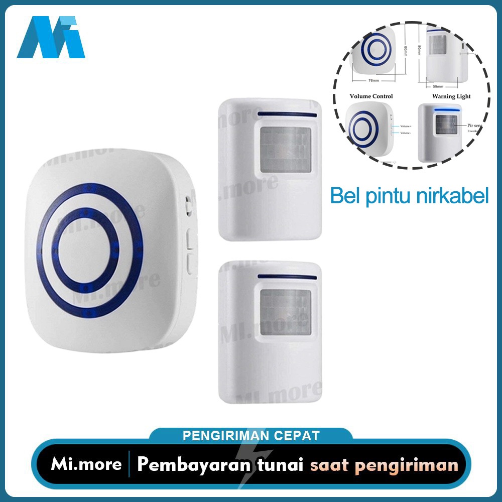 READY Bel Pintu Nirkabel PIR Sensor Inframerah Detektor Gerak Masuk Bel Pintu Alarm W/Receiver &