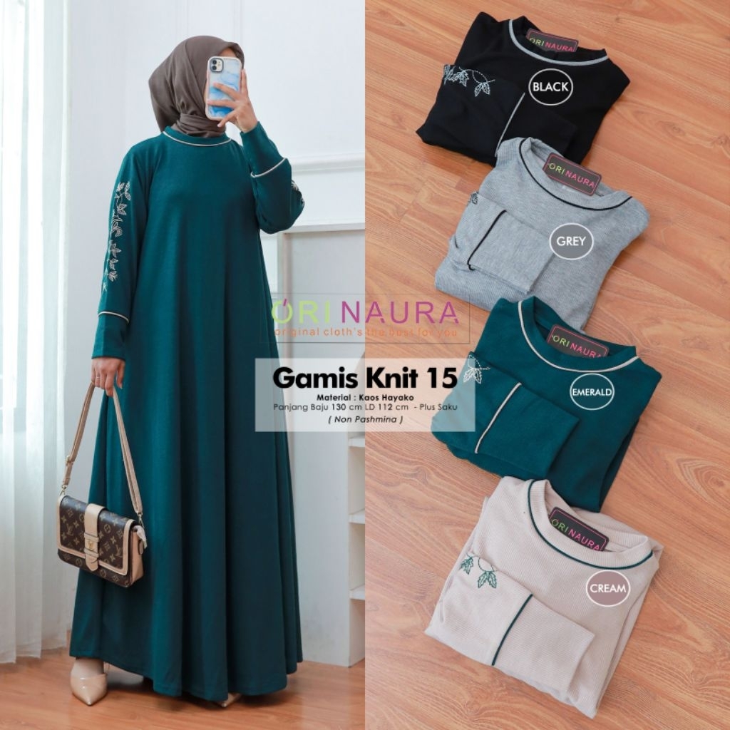 Gamis Knit 15 by Ori Naura - dress kaos hayako - gamis wanita model terbaru kekinian - dress baju le