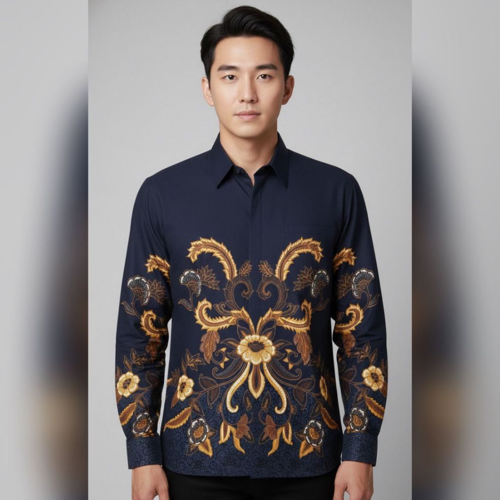 3'Nthree Kemeja Batik Pria Tangan Panjang Original Produk 41220