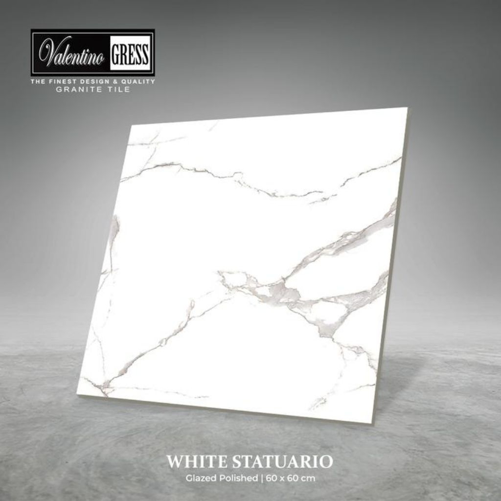 Granite 60x60 Valentino Gress White Statuario | Glazed Polish