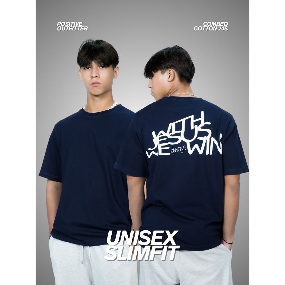 Tangan Pengharapan Official X Positive Outfitter - Kaos Casual Unisex With Jesus We Always Win C099 