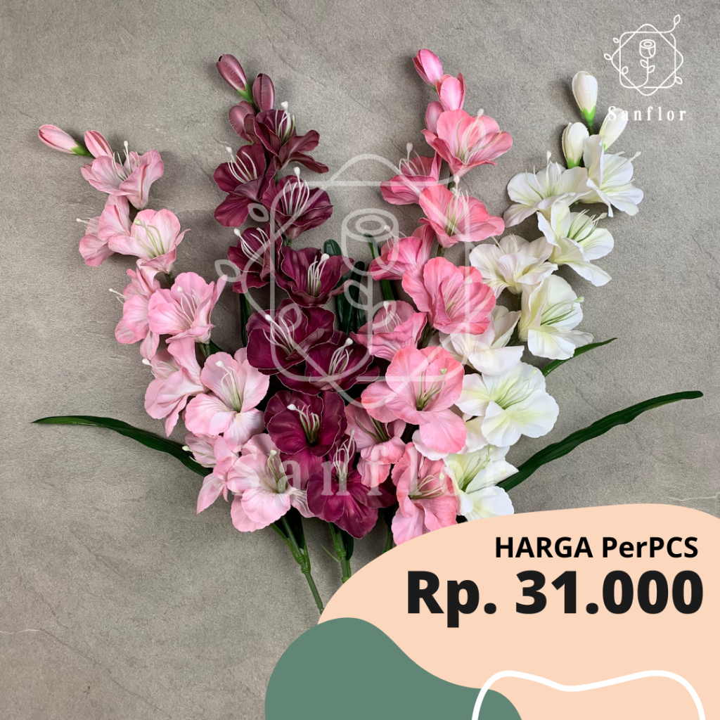 GLADIOL FLOWER K9/ BUNGA ARTIFICIAL/ TANAMAN HIAS PLASTIK/ HIASAN PELAMINAN/ DEKORASI PERNIKAHAN