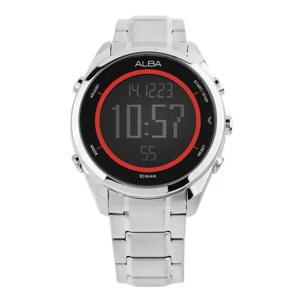 JAM TANGAN DIGITAL PRIA ALBA A5A003X1 / A5A003 / A5A003X QUARTZ MOVEMENT DIGITAL BLACK DIAL STAINLES