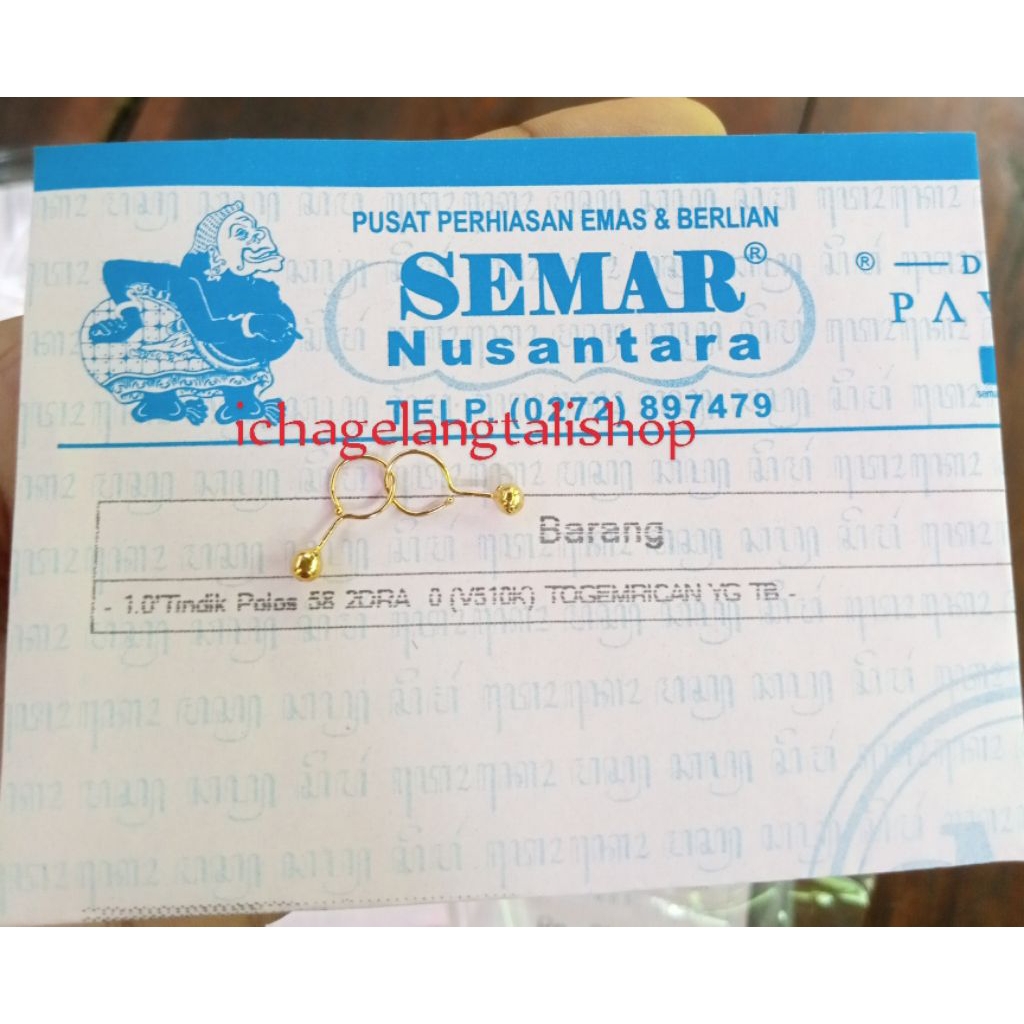 tindik toge Mrican polos 0,2 gram Semar nusantara