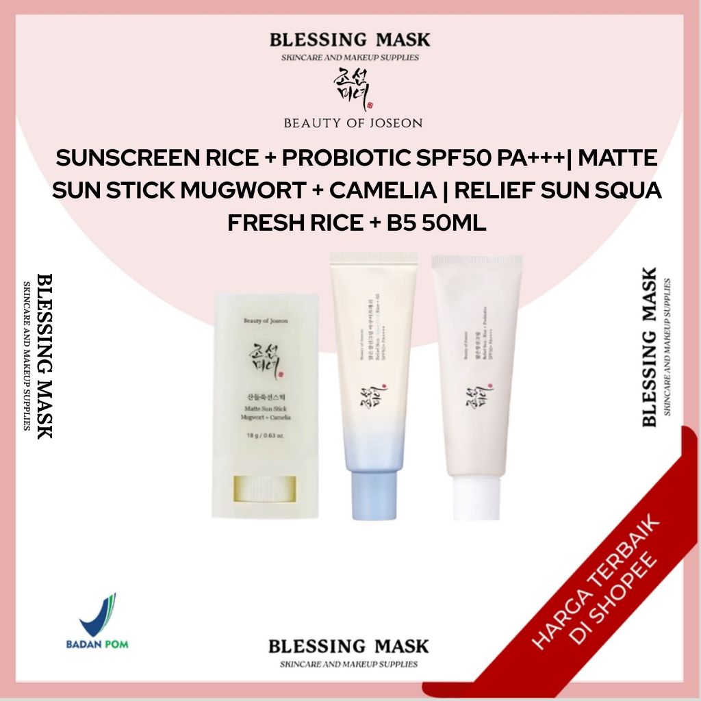 Beauty of Joseon Sunscreen Rice + Probiotics SFP50+++ 50ml | Matte Sun Stick Mugwort + Camelia 18gr 