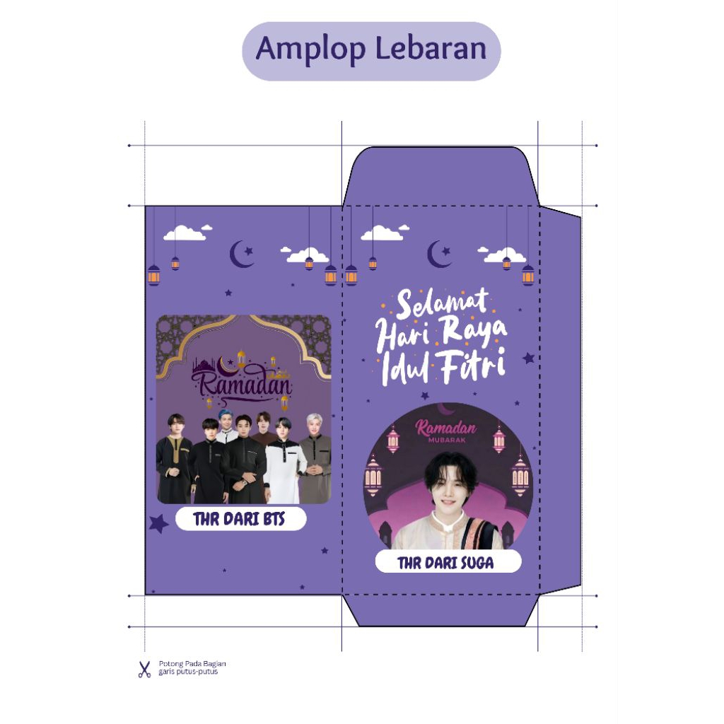 (15pcs) Amplop Lebaran Panjang [K-POP] BTS Edition Free Photocard