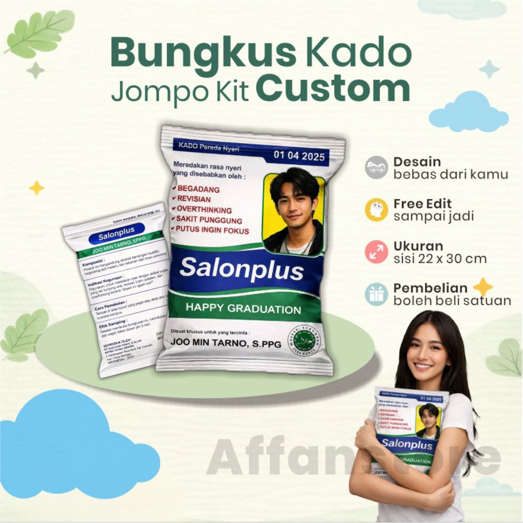 BUNGKUS KADO CUSTOM FOTO TEKS | Snack Pouch | Hampers | Gift | Souvenir | Wisuda | Series Jompo Kit