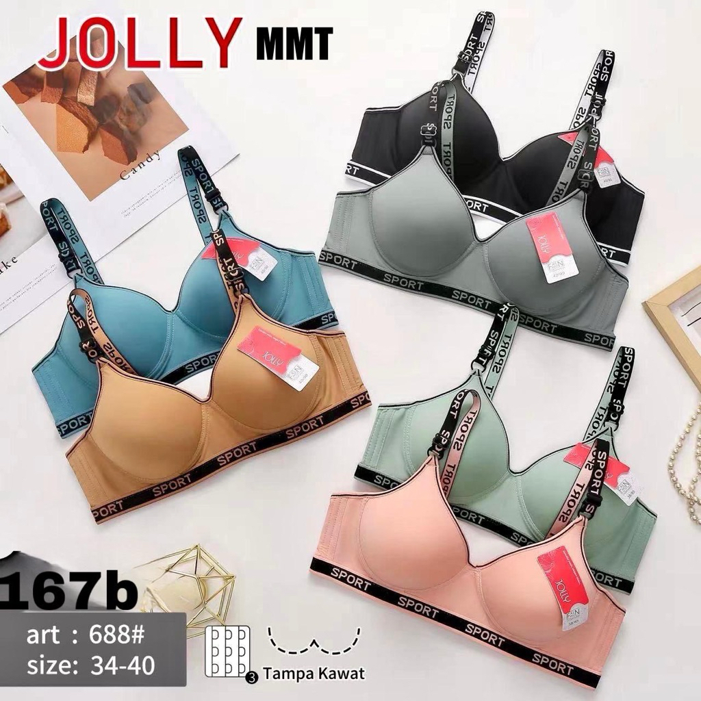 BH JOLLY 8801 KAIT 3~ BRA WANITA SPORTY TANPA KAWAT