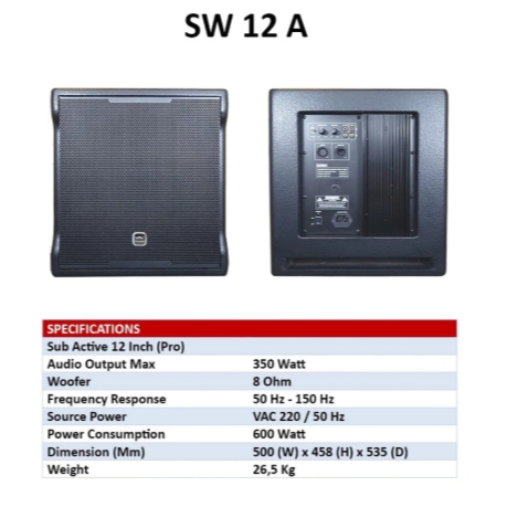 Subwoofer Aktif 12 Inch Wisdom SW 12A SW12A Wisdom SW 12 A