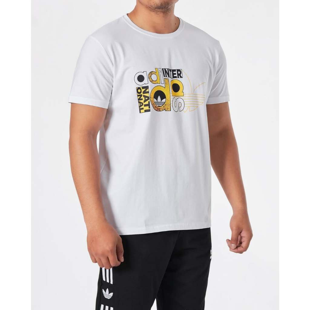ADIDAS INTER LOGO PRINTED MEN WHITE T SHIRT (L)