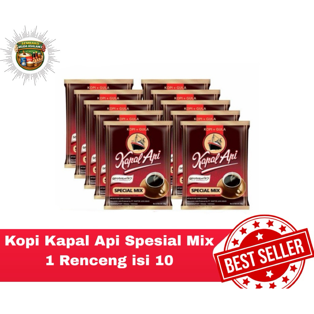 Kopi Kapal api Spesial Mix 1 Renceng isi 10 Sachet / kopi kapal Api hitam