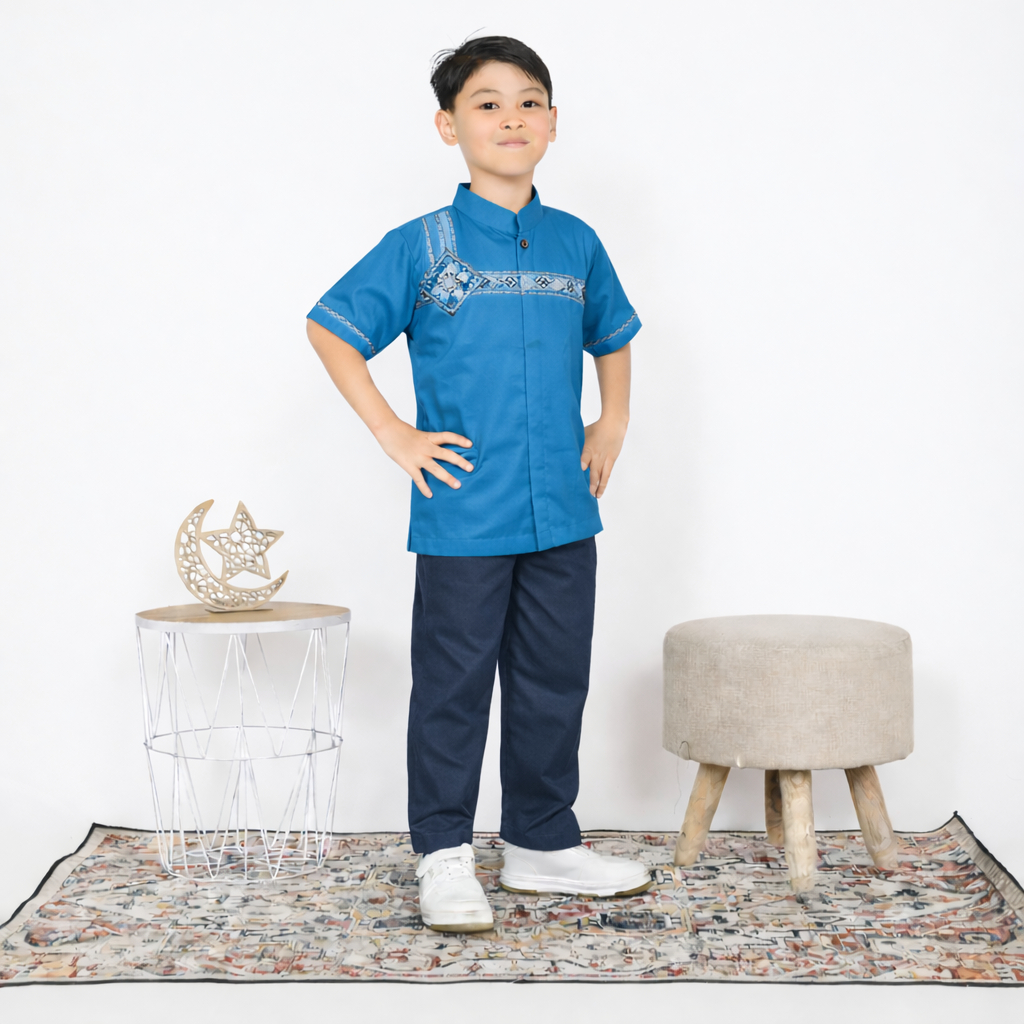 bestpromo setelan koko anak mumtaz hafiq moeslim baju muslim anak laki laki lengan pendek bordir