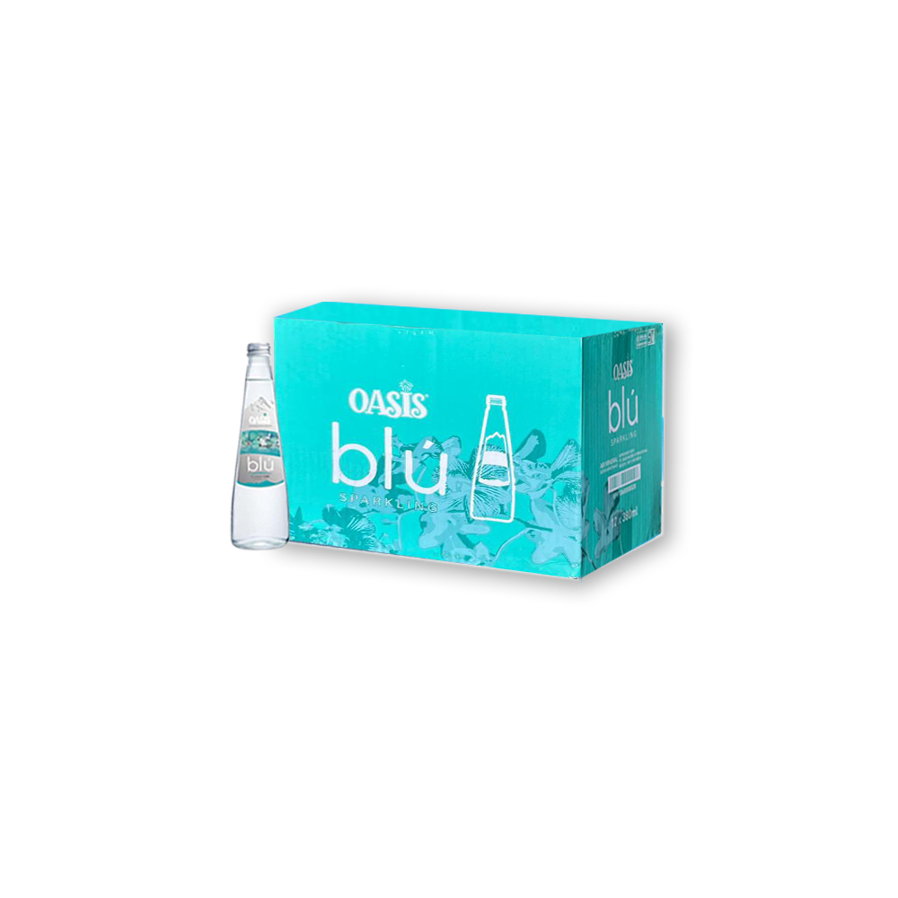 OASIS BLU Sparkling 380ml - Sparkling Water Botol Kaca Tutup Silver - 1 Carton (12 Botol)