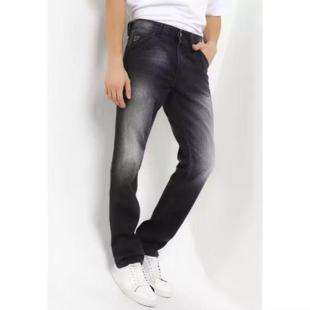Celana Jeans Panjang Pria Warna Hitam Washing Lois Original CFL107H