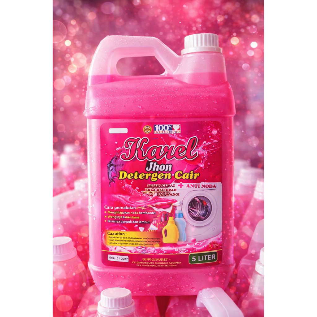 5 LITER JUMBO KAREL PINK Sabun Cair Laundry Detergen Liquid Cuci Baju 5 Liter Lebih Hemat Busa Melim