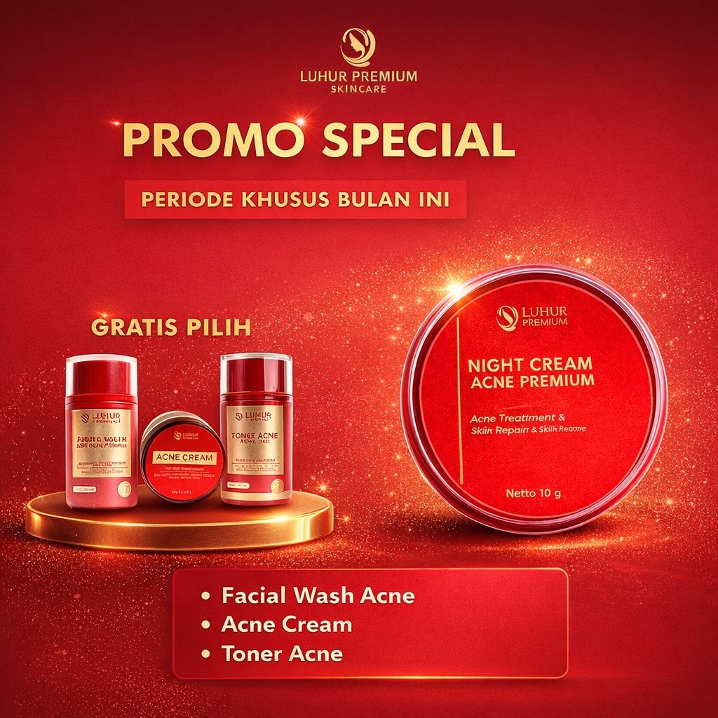 Luhur Premium - Night Cream Acne Krim Malam Wajah Berjerawat Skin Lightening Anti Acne