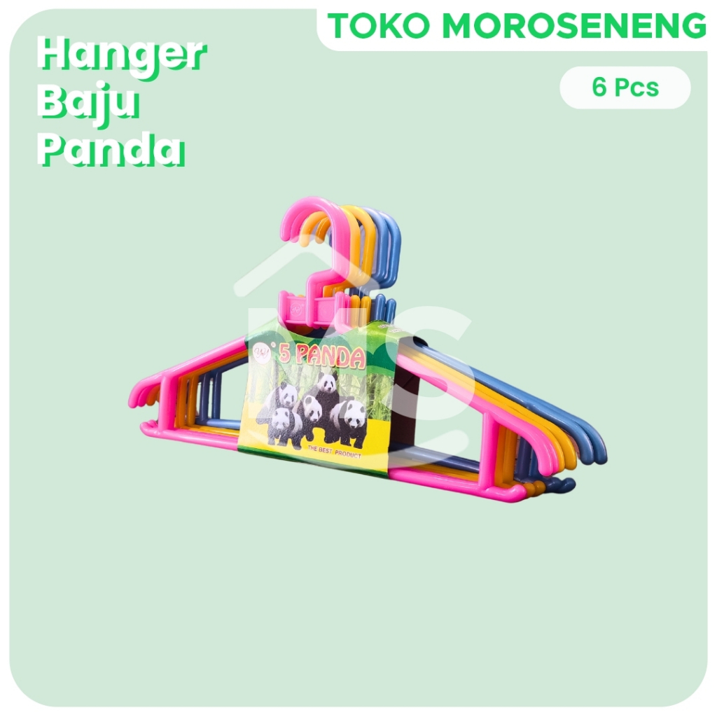 Hanger Gantungan Baju Plastik Panda / 6 pcs