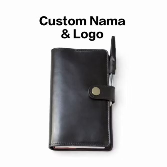 Cover Agenda Kulit Asli - Custom Nama & Logo