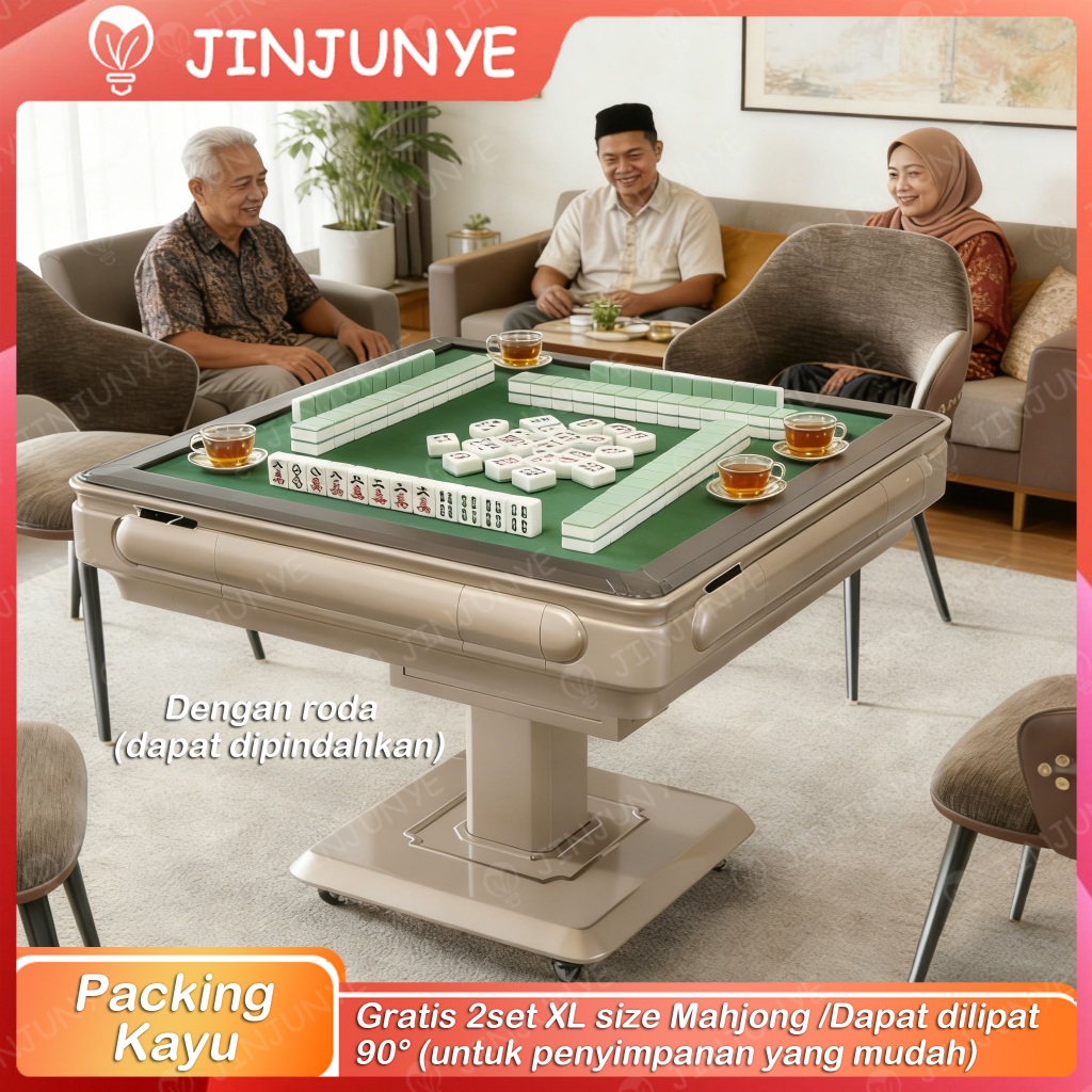 Meja Mahjong Otomatis (Termasuk 2set ubin mahjong+Packing Kayu) Mesin Mahjong Otomatis Multifungsi X