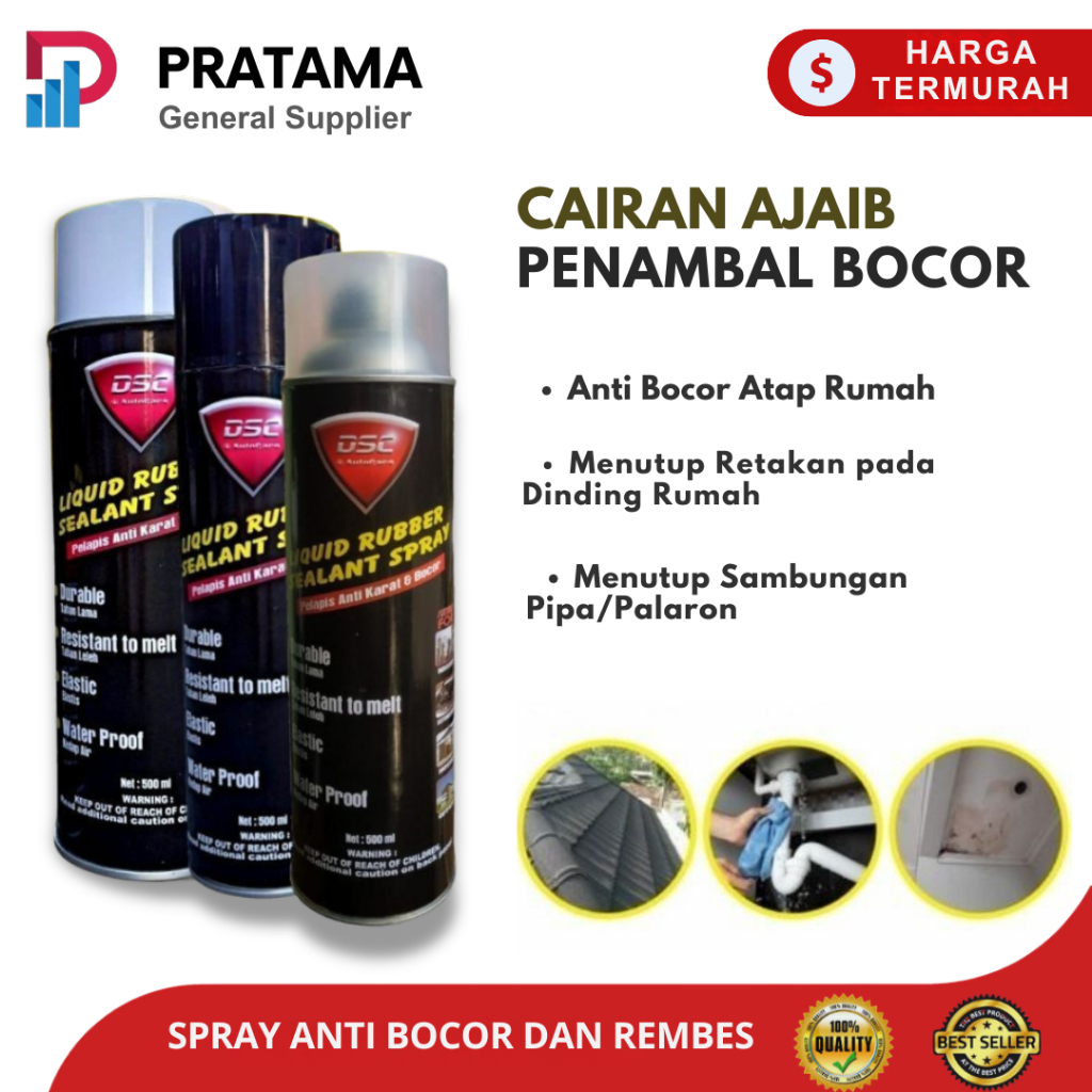 DSC Rubber Sealant Spray Cat Anti Karat / Penambal atap bocor waterproof Spray Anti Bocor 500ml