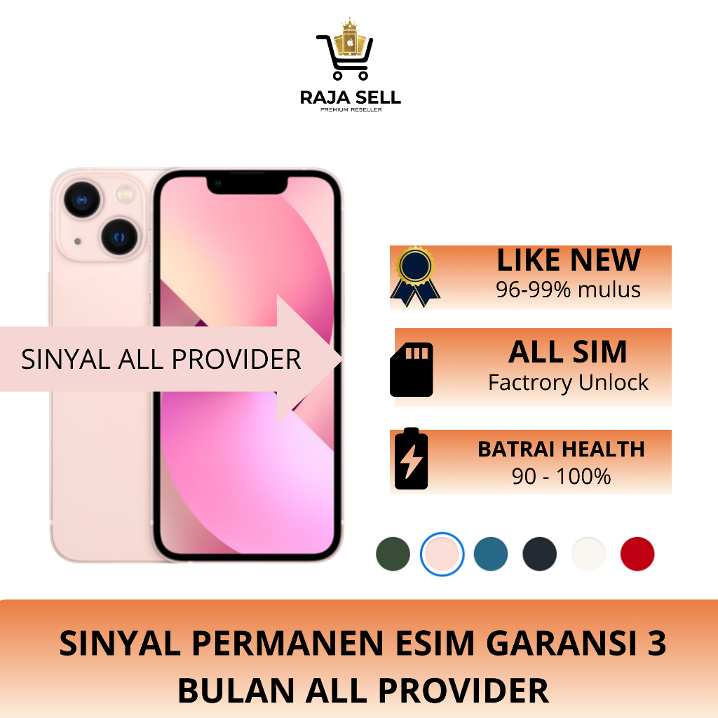 RAJASELL2 - PERMANEN iPhone 13 Mini 128GB 256GB 512GB | Second Mulus Fullset No Rekondisi Unlock