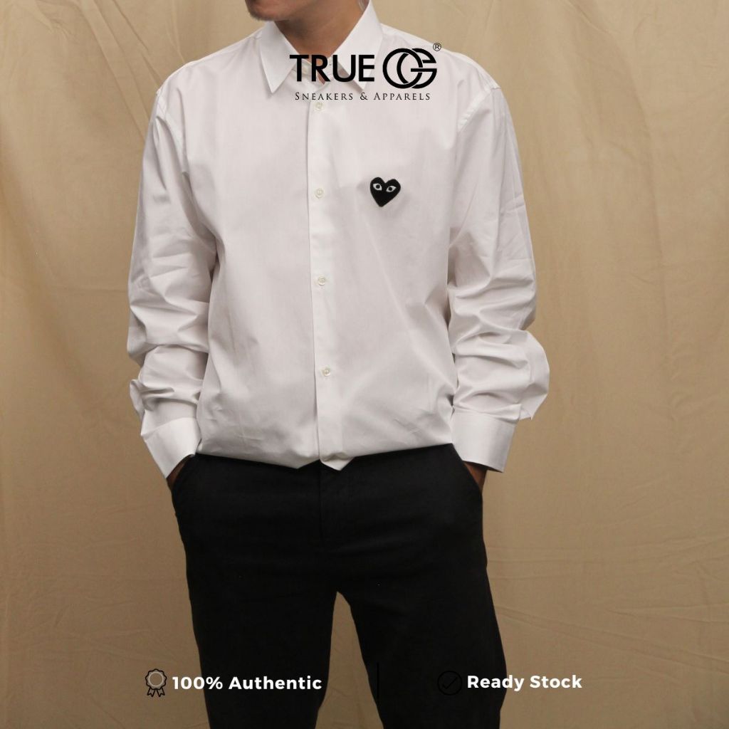 Comme De Garcons CDG Play Black  Shirt White (kemeja) Authentic