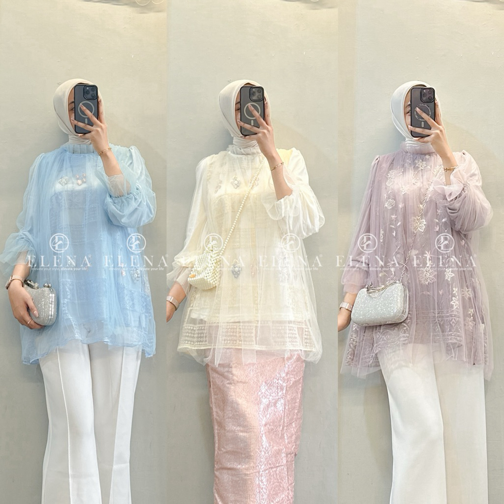 ELENA - Viore blouse brukat wanita kekinian atasan kondangan wanita / atasan brokat kondangan wanita