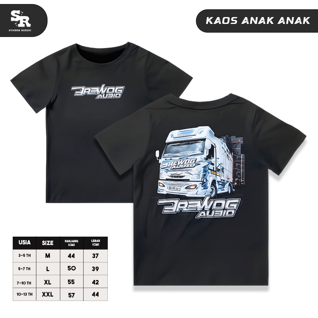 (TRUK BREWOG PUTIH) KAOS ANAK LAKI-LAKI / PEREMPUAN 3-13 TAHUN HOREG AUDIO SOUND SYSTEM PREMIUM COTT