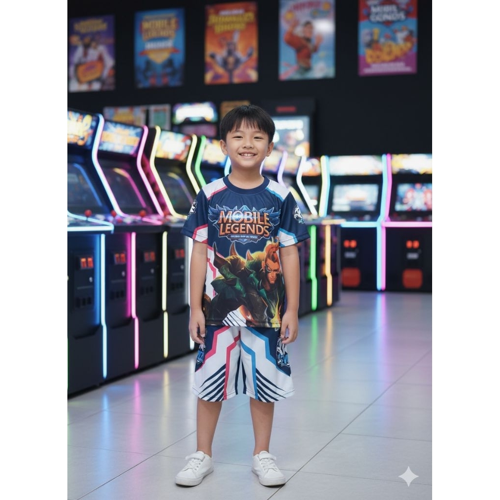 Setelan Baju Gaming Anak Laki-Laki Mobile Legend Free Fire - Motif Gaming - Motif Keren