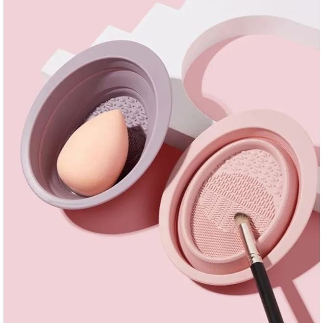 MH-tempat pembersih kuas make up - wadah kuas make up - make up cleanser - alat pembersih kuas lukis - alat cuci kuas - alat cuci silikon make up