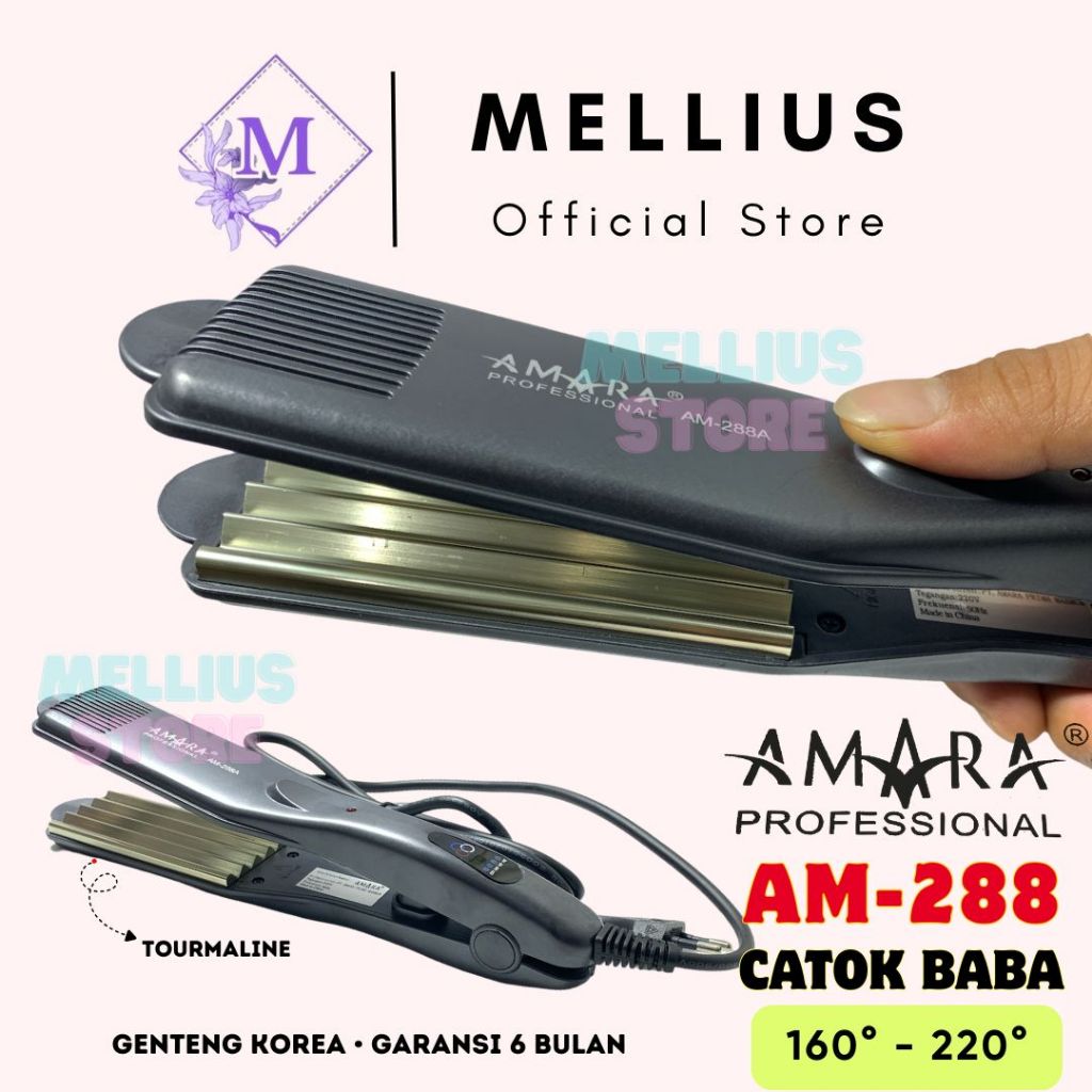 Catok Amara Plat Genteng Lebar Tipe AM 288A Hair Styling Pengembang Rambut Zig Zag atau Baba Curly W