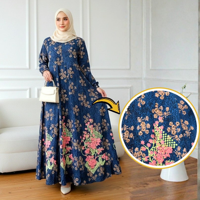Uno Gamis Batik Rayon Tebal Adem Grade A Premium Lebar Motif Air Brush Terbaru Syar'i Busui Jumbo