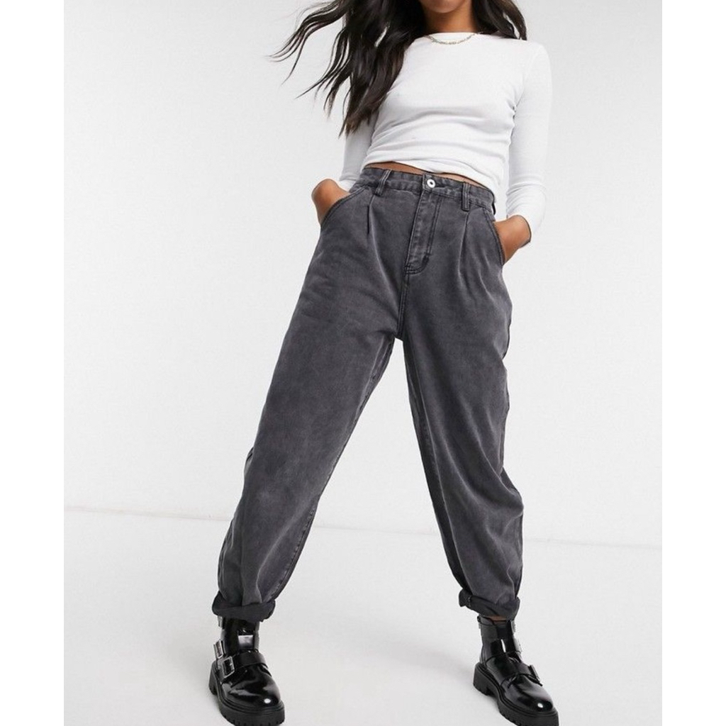 Cotton on mom jeans | Mom jeans |Dark grey jeans