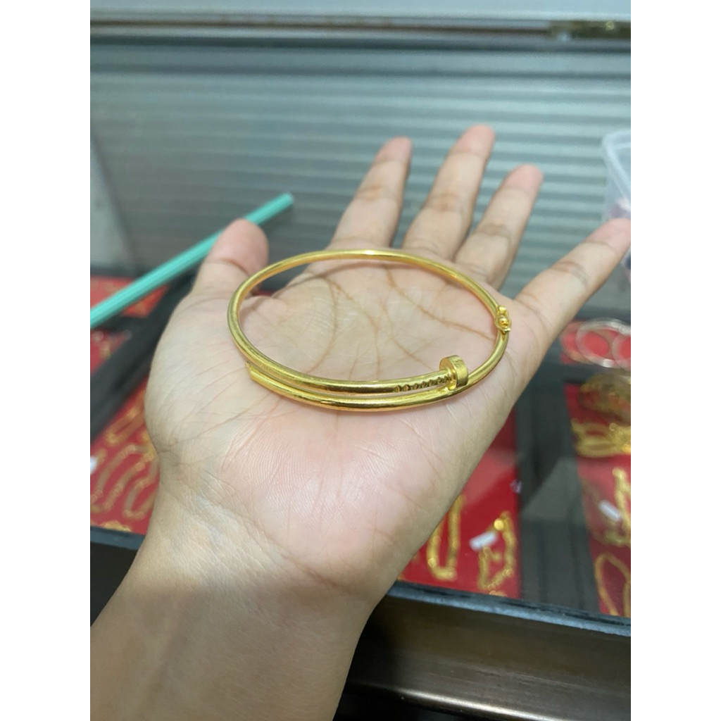 gelang perak model paku lapis emas 22k