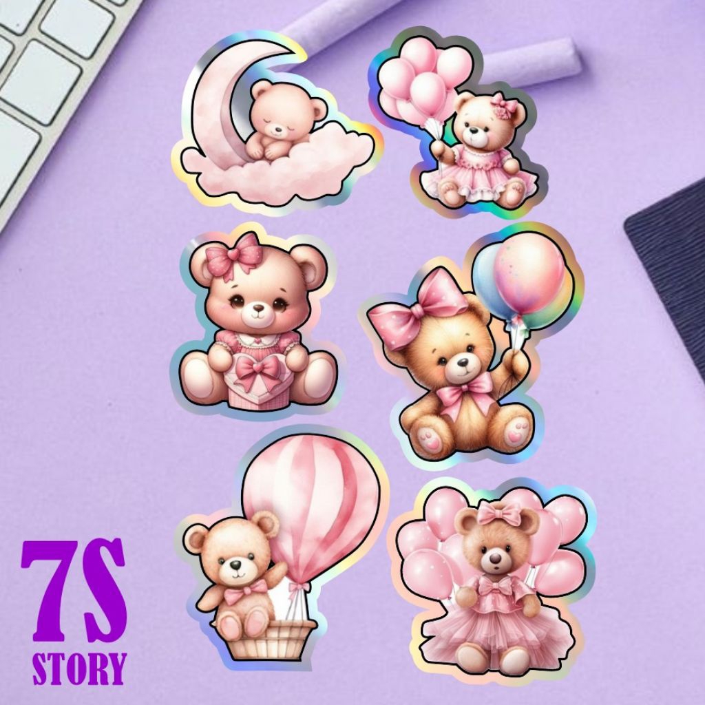 stiker beruang coklat,stiker anak lucu,mainana anak,stiker hp,laptop,tumbler,stiker helm,stiker temp