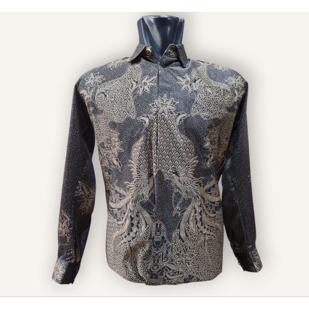 Kemeja Batik Bahan Semi Sutra-Silky Lengan panjang