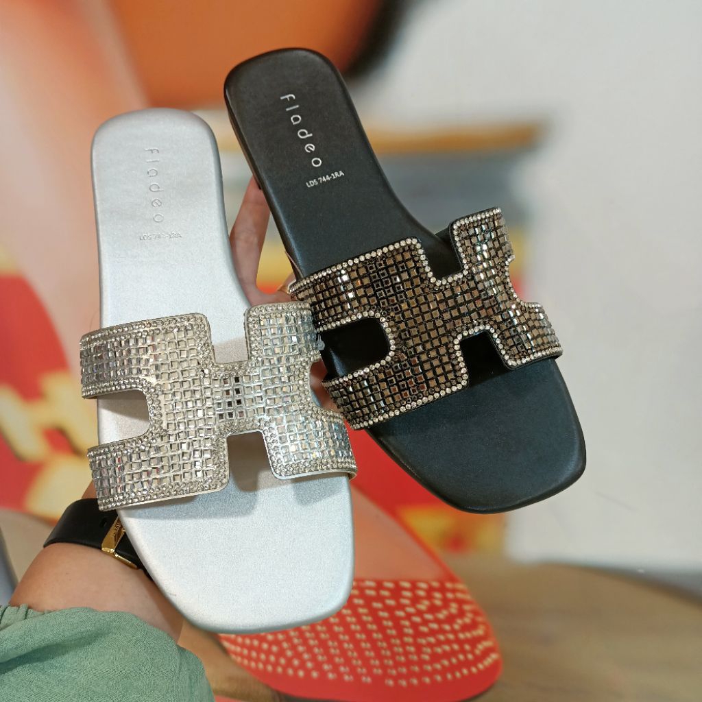 sandal wanita flat pesta mewah FLADEO original