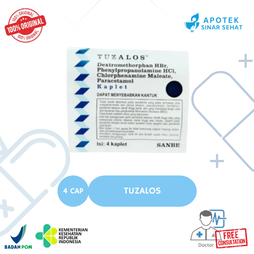 Tuzalos Strip 4 Tablet - Obat Flu dan Batuk Tanpa Efek Kantuk