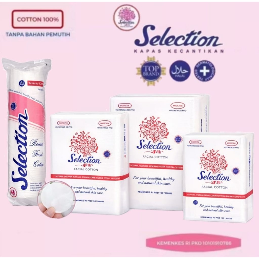 Selection Kapas Facial Cotton Kotak 35gr 50gr 75gr Kapas Round 80pcs - Kapas Pembersih Wajah Kecanti
