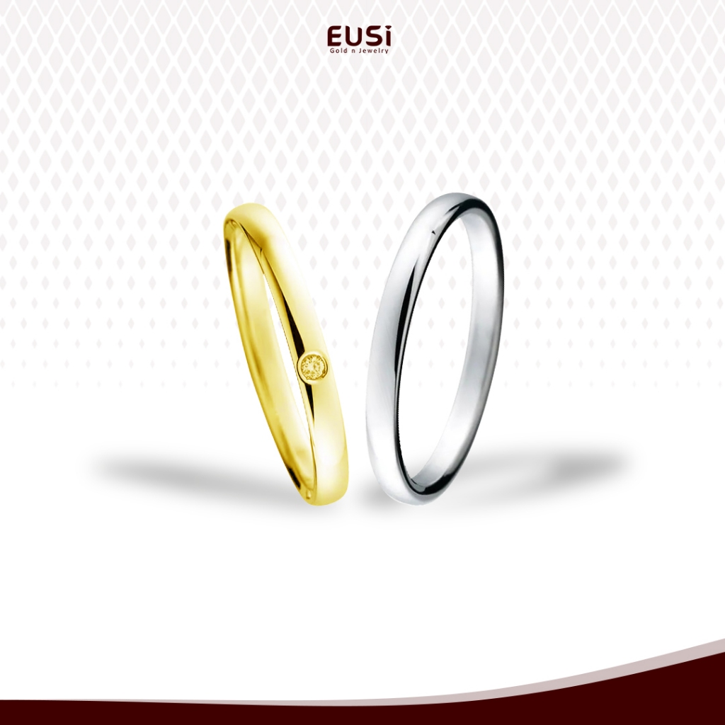 Eusi Jewelry Cincin Pernikahan Couple Lamaran Emas 75% Palladium 20% Bisa Custom Nama