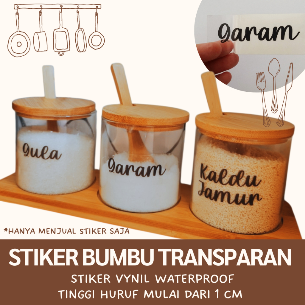 Ready Stock Stiker Bumbu Dapur Kitchen label Waterproof Tahan air Stiker Transparan