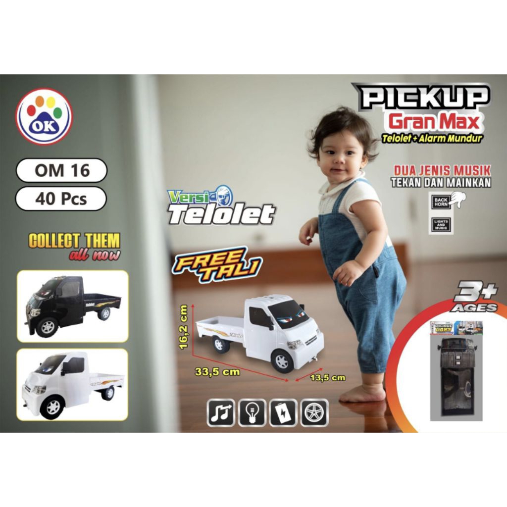 Mainan Miniatur pickup Granmax dengan musik dan lampu telolet