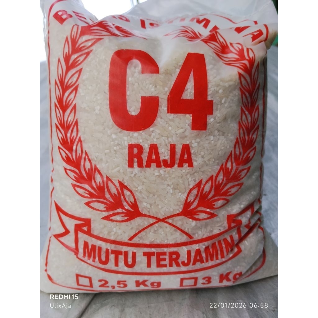 Beras 2,5kg | Patahan Menir | Pulen Kurang Putih | Kemasan C4 Merah