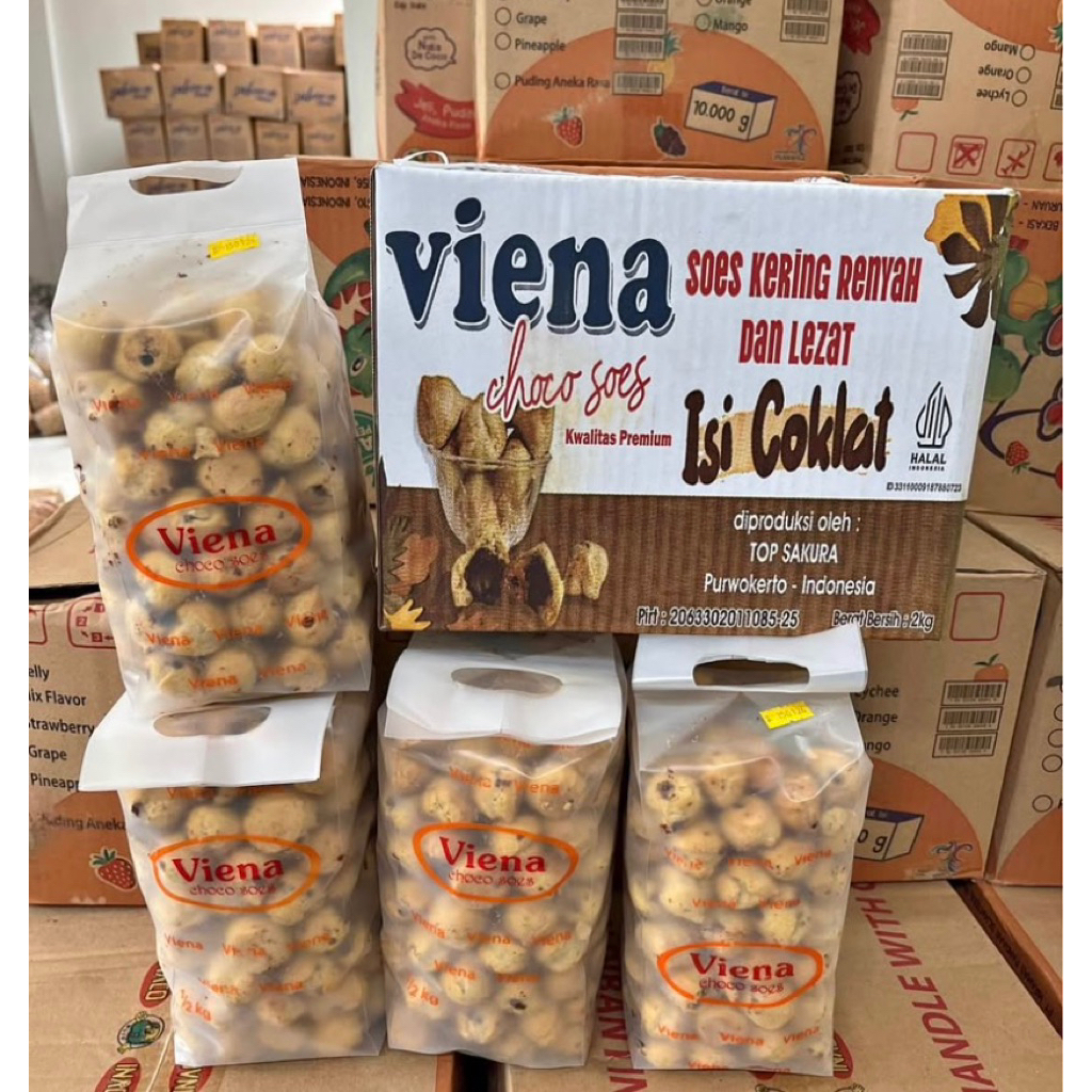 1 Dus [500gr x 4] Soes Viena isi Coklat - Choco Soes Renyah Lumer 2 KG