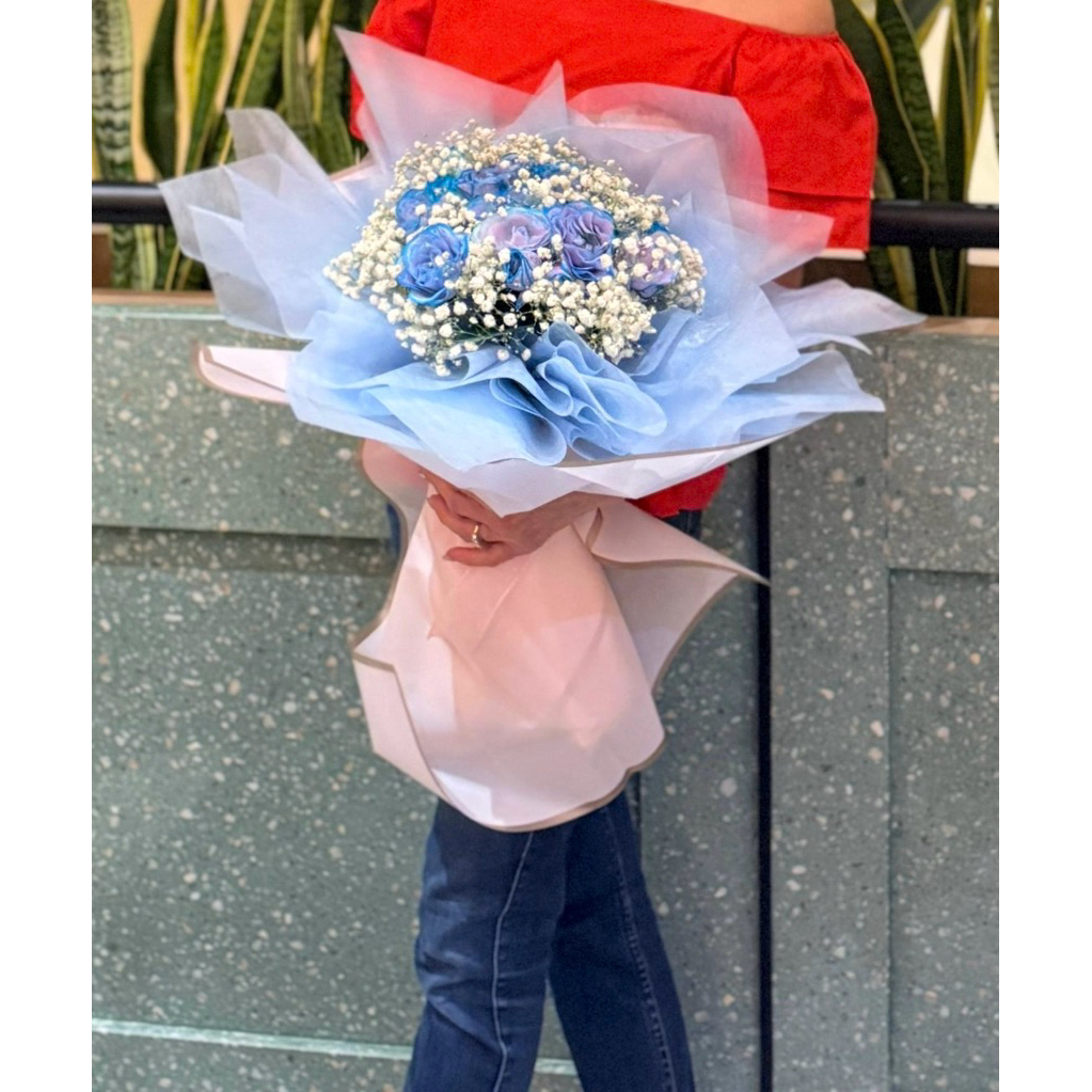 Bouquet Bunga Mawar Merah Mix Pink Bunga Asli Buket Bunga Biru Rose Befortune Florist