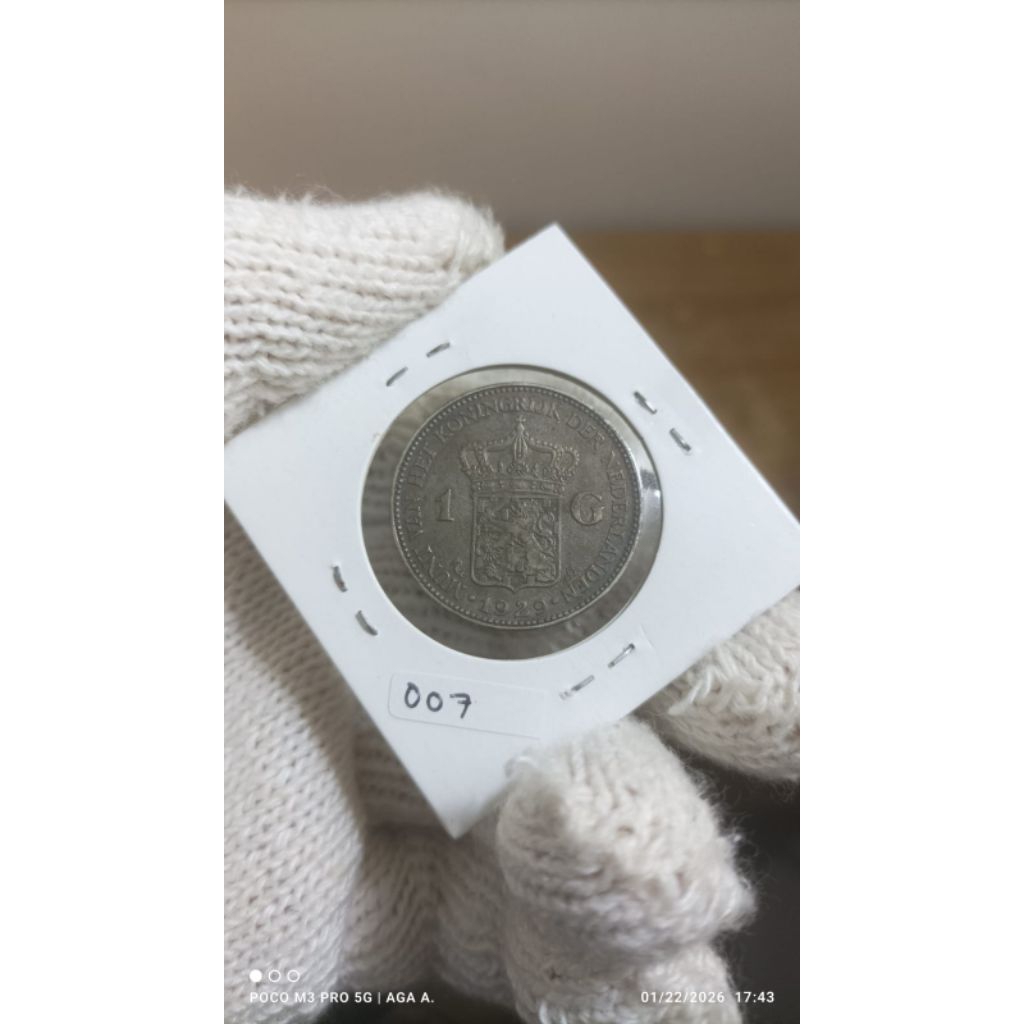 Koin Perak / Silver 72% - 1 Gulden - Wilhelmina - Netherlands East Indies -1929