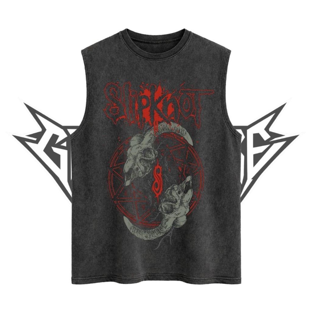 Glatosphere "Slipknot" Sleeveless Oversized T-Shirt | Stone Wash | Kaos Oversize | Vintage | Atasan