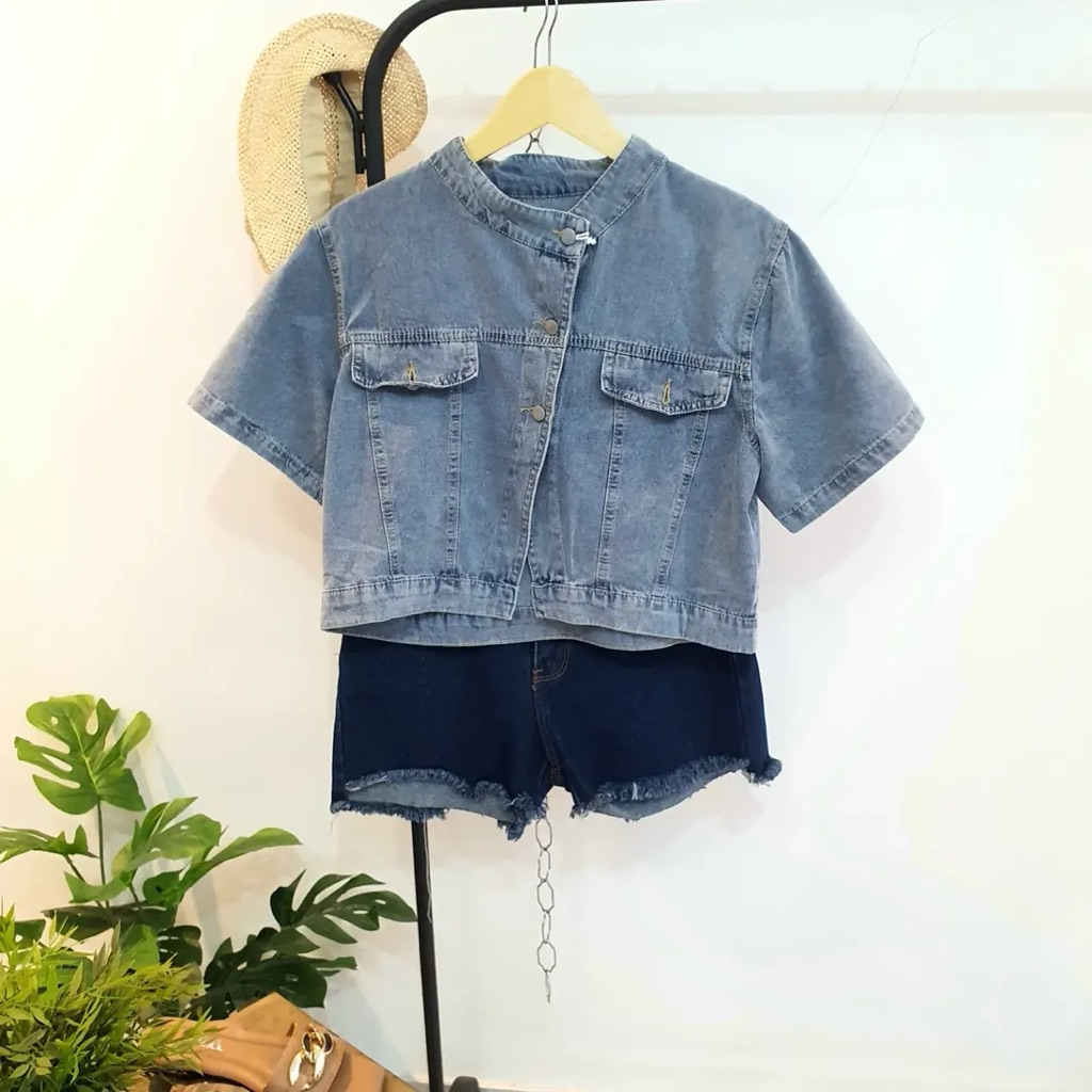 jaket jeans asimetris